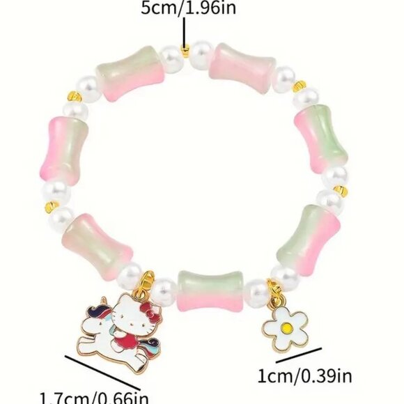 Bracelet Hello Kitty Charm Bead Sanrio Stretch Unicorn Emo Beads Fun Trendy Rave - Picture 2 of 2